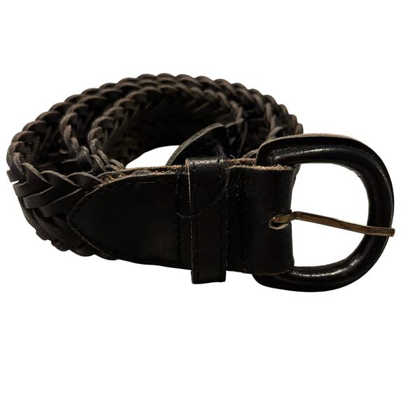 American Vintage Accessories - Vintage Y2K black braided belt, genuine leather, size S/M, 36”